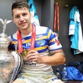 Tom Briscoe seen with the Challenge Cup in the Wembley changing room after his five-try feat for Leeds Rhinos 11 years ago. Picture by Steve Riding.