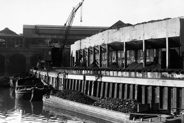 The coal staithes at Victoria Bridge in June 1955.
