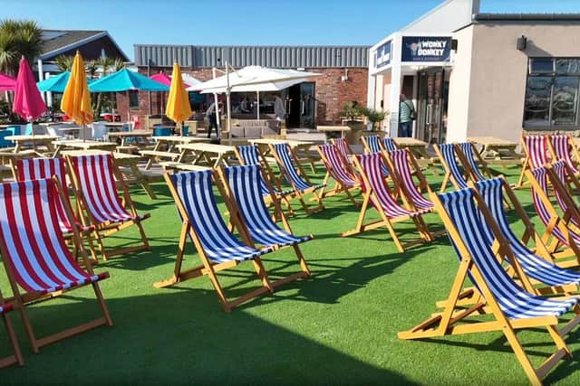 The deckchairs are ready outside the new Wonky Donkey pub and kitchen at Skirlington Coast.