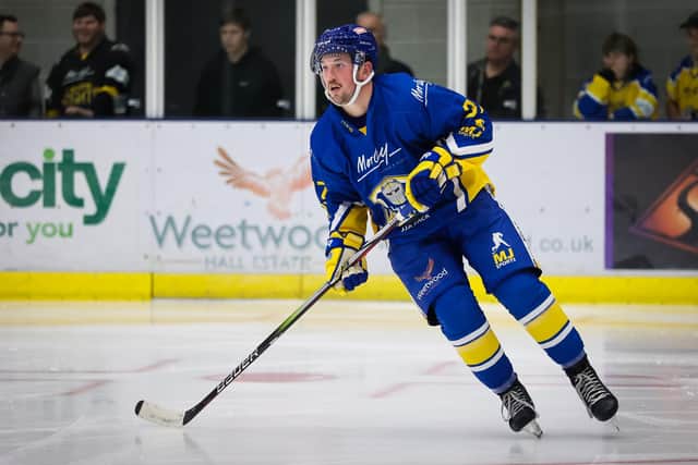 DOUBLE DELIGHT: Matt Barron produced a man-of-the-match performance, firing two goals, as Leeds Knights came from behind to beat Peterborough Phantoms. Picture: Knights Media/Stephen Cunningham