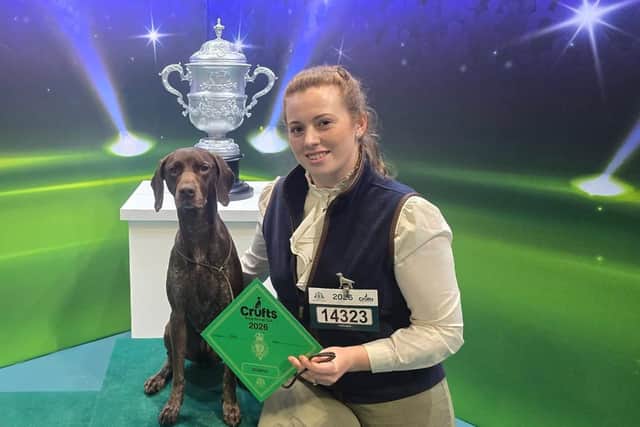 Beth Boyden, from Liversedge, with Mabel the German Shorthaired Pointer, who came fourth in Post Graduate Bitch.