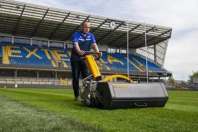 Ryan Golding at work on the Headingley pitch in 2020. Picture by Tony Johnson.