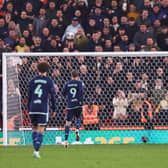 CHANCE GONE: As Leeds United striker Patrick Bamford sends his penalty over the bar. Photo by Nathan Stirk/Getty Images.