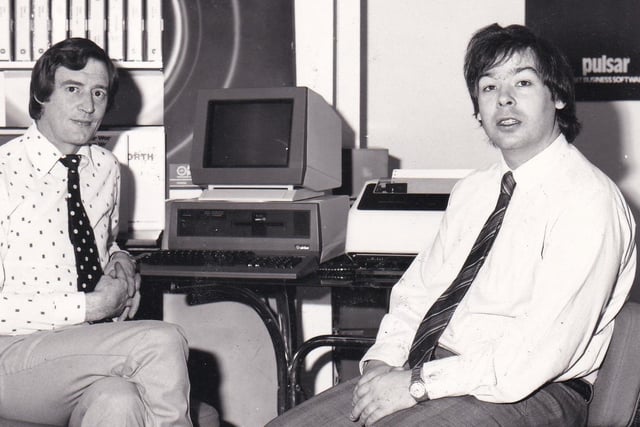 This is Julian Neilson-Ball, left, and Allan Wallis, founders of Raven Computers who were the main northern distributors of Sirius Microcomputers and Pulsar 16 Bit Business software. Pictured in March 1983.