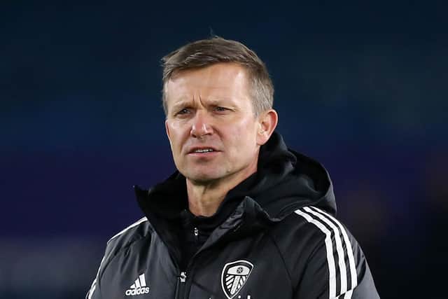 LEEDS, ENGLAND - DECEMBER 16: Leeds United manager Jesse Marsch looks on during the friendly match between Leeds United and Real Sociedad at Elland Road on December 16, 2022 in Leeds, England. (Photo by Jan Kruger/Getty Images)