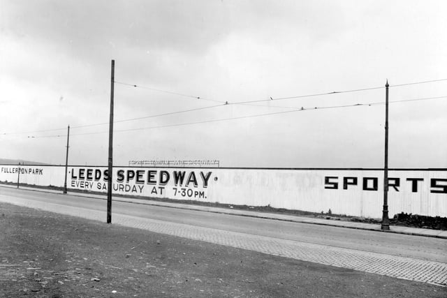 The Leeds Speedway Track pictured in June 1938. The first Speedway event was held here on October 14, 1928. The circuit was 402 yards (367 metres) It was a popular facility, crowds of 10,000 to 12,000 would watch the motor-bike riders. The track was on Elland Road next to the Leeds United football ground.