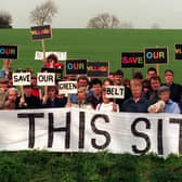 March 1997 and residents in Thorner protest over a planned housing site in the village.