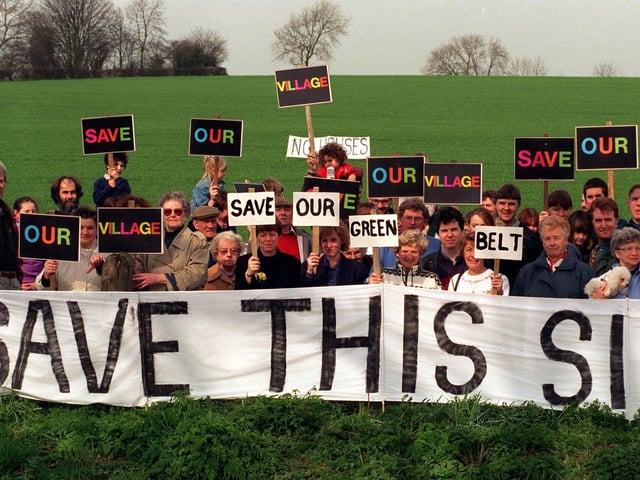 March 1997 and residents in Thorner protest over a planned housing site in the village.