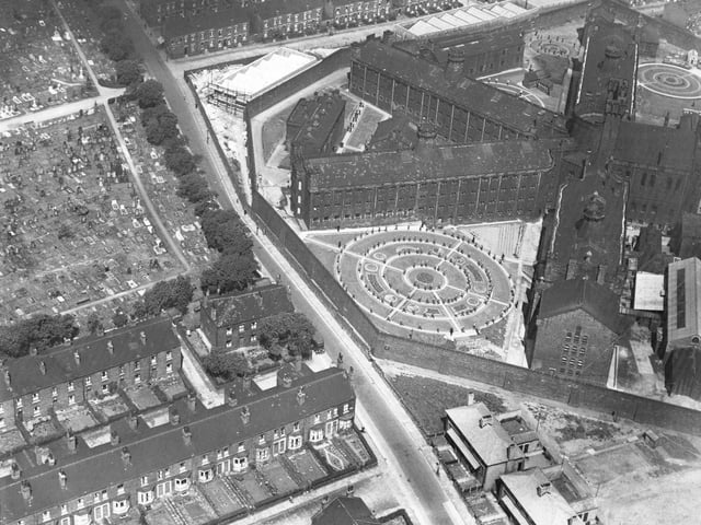 An aerial view of of Armley Gaol in 1937. It was built as Leeds Borough Gaol and completed in July 1847 at a cost of £43,000.