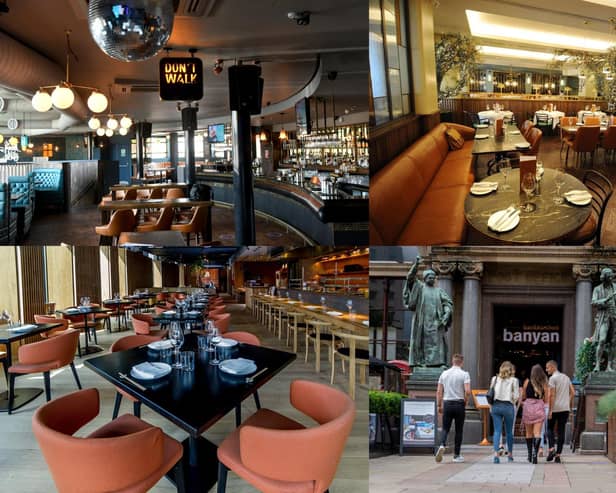 Leeds restaurants have many deals on food this month. Clockwise from left are Leeds restaurants Manahatta, Gusto, Banyan and Issho. Pictures: Gary Longbottom and James Hardisty