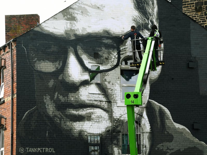 The mural was painted by street artist Irek Jasutowicz at Hyde Park Corner. Commissioned by Leeds property firm The Parklane Group, it was created in honour of former boss Marcelo Bielsa, who guided the club back to the Premier League.