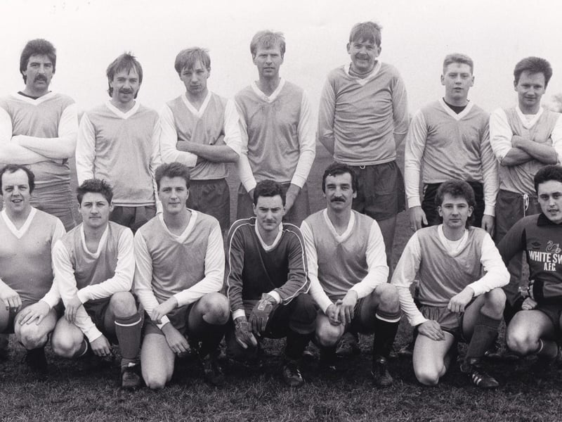 Jarvis Porter who played in Division 7 of the Leeds Combination League. Back row, from left, are Mick Deighton, Chris Hughes, Paul Bell, Gordon Good, Brian Wilkinson, Darren Watling and Mark Pollard. Fron row, from left, are John Ferguson (manager), Dennis Hargreaves, Gary Taylor, Andy Coleman, Colin Johnson, Paul Harrison and Mark Charlton.