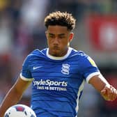 ROTHERHAM, ENGLAND - AUGUST 27: George Hall of Birmingham City (l) competes with Cohen Bramall of Rotherham United during the Sky Bet Championship between Rotherham United and Birmingham City at AESSEAL New York Stadium on August 27, 2022 in Rotherham, England. (Photo by Malcolm Couzens/Getty Images)