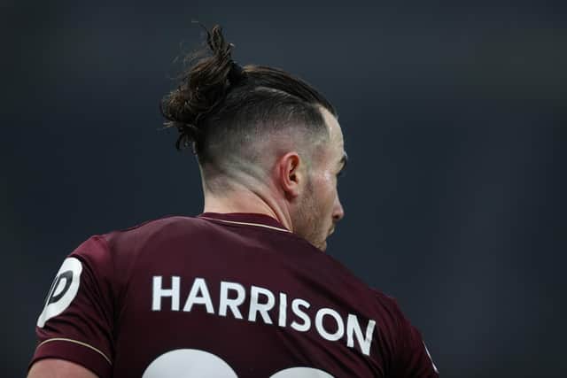 NEWCASTLE UPON TYNE, ENGLAND - JANUARY 26: Jack Harrison of Leeds United looks on during the Premier League match between Newcastle United and Leeds United at St. James Park on January 26, 2021 in Newcastle upon Tyne, England. Sporting stadiums around the UK remain under strict restrictions due to the Coronavirus Pandemic as Government social distancing laws prohibit fans inside venues resulting in games being played behind closed doors. (Photo by Lee Smith - Pool/Getty Images)