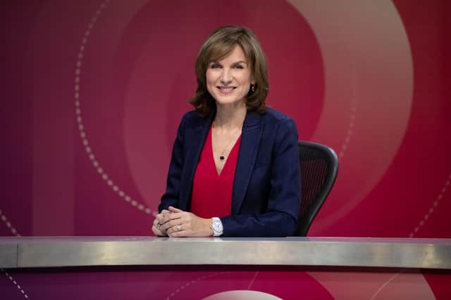 Fiona Bruce on the set of Question Time. Question Time is returning to TV screens - days after the pay of its host Fiona Bruce was revealed. The flagship BBC One political show will be back Thursday with a slightly larger virtual audience than in the last series.