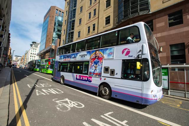 First Bus buses in Park Row, Leeds
