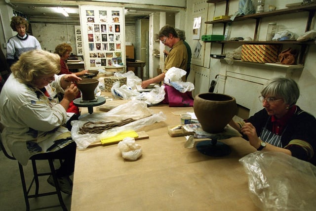 The pottery class at the Swarthmore Education Centre on Woodhouse Square in October 1999.