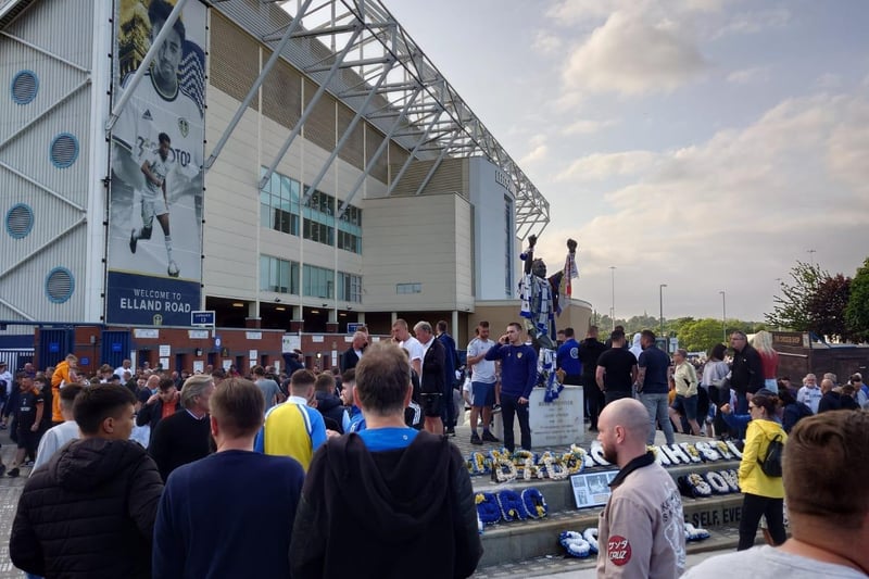 Leeds United fans leaving Elland Road after relegation from the Premier League was confirmed