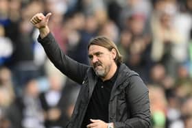 LEEDS, ENGLAND - SEPTEMBER 23:  Leeds United Manager Daniel Farke celebrates after the Sky Bet Championship match between Leeds United and Watford at Elland Road on September 23, 2023 in Leeds, England. (Photo by Ben Roberts Photo/Getty Images)