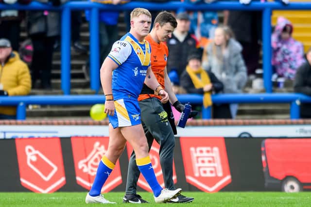 James McDonnell suffered an ankle injury during Leeds Rhinos' pre-season win agianst Bradford Bulls last weekend. Picture by Allan McKenzie/SWpix.com.