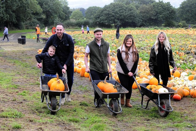 Loaded up with pumpkins are James Marsh, Milo Gravestock-Marsh, Dan Homer, Katie Barnes and Ellie Shearn