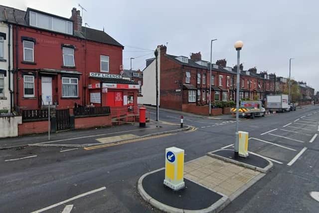 A cordon was in place on Compton Road in Harehills following the attack on Monday