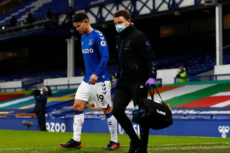 Injuries to Fabian Delph and James Rodriguez meant injuries cost Everton the second-most of any Premier League team last season. Their 13 injuries, which totalled 710 days, cost £9.5m. (Photo by Jason Cairnduff - Pool/Getty Images)