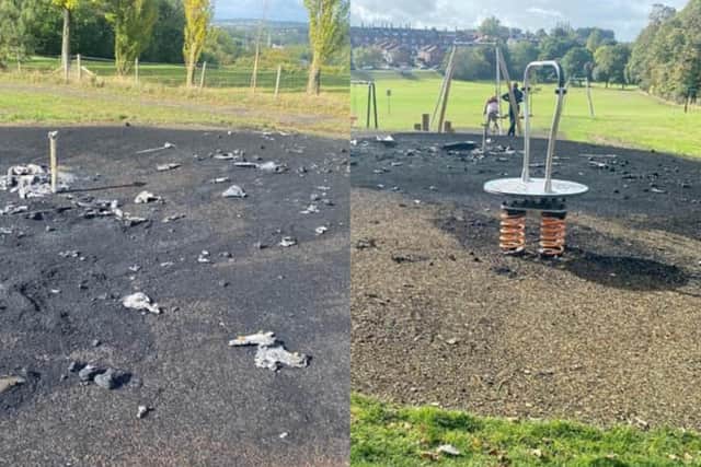 The damage to equipment at Armley Park playground (Photo: Alice Smart)