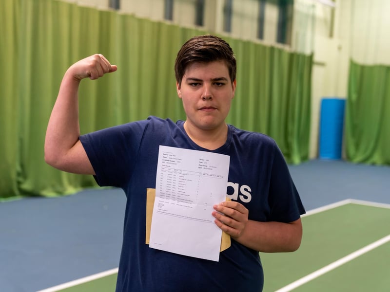 Dylan Recieving his GCSEs. Picture By: Andy Hornby