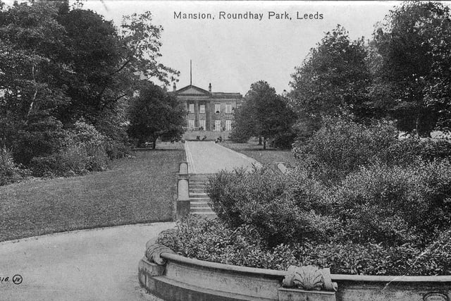 An undated postcard view showing the path (Middle Walk) leading up to The Mansion, which is partially hidden by trees.