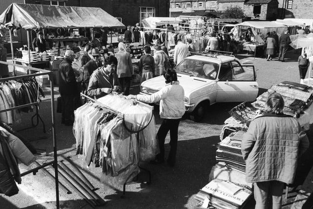 The first day of the new Rothwell open market behind the Blackburn Hall in May 1981.