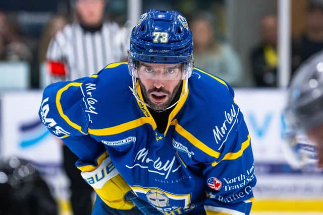 ON TARGET: Matt Bissonnette registered his first goal of the season for Leeds Knghts in the 3-2 defeat at Sheffield Steeldogs. Picture: Charlotte Clarke/Knights Media.