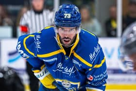 ON TARGET: Matt Bissonnette registered his first goal of the season for Leeds Knghts in the 3-2 defeat at Sheffield Steeldogs. Picture: Charlotte Clarke/Knights Media.