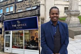 Muthadi Anwaar Alleyne, pictured right, who owns The Office Saloon in Guiseley, Leeds.