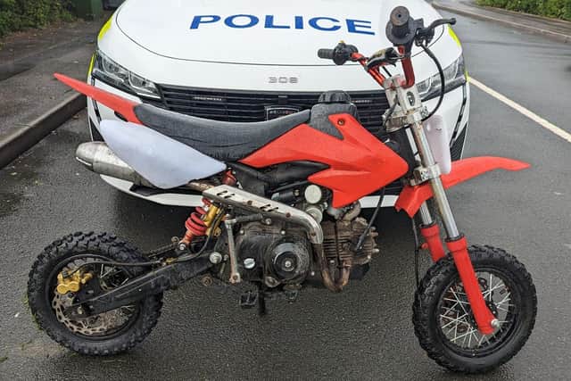 Police seized the motorbike after a chase through Tingley (Photo: WYP)