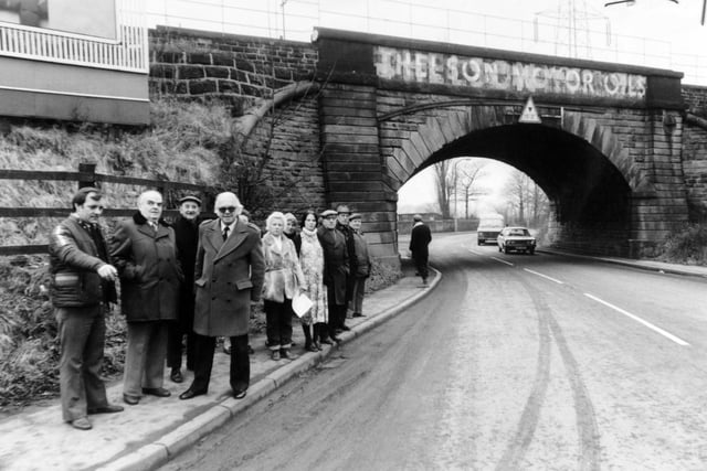 Councillor and residents Methley's Pinder Green Bridge which had became a flooding blackspot in February 1981. Pictured, front, are councillors, from left, David Lambert, Ernest Smith and Gregory Moakes.