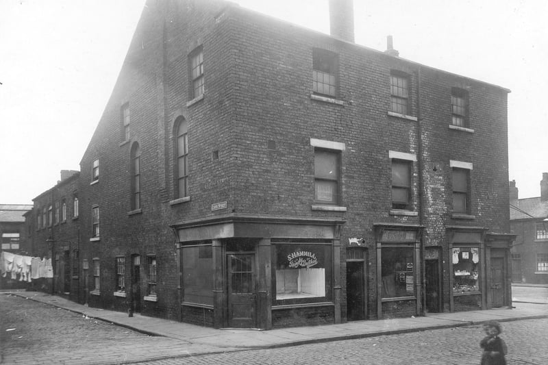 On the left, Cloth Street, then row of shops on Regent Street, number 56 is on the right, a grocers. Pictured in June 1926.