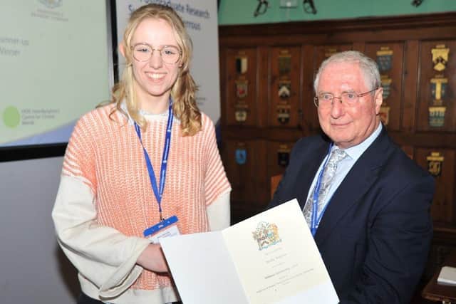 University of Leeds student Molly Watson with Dr Stuart Millman at the Postgraduate Symposium in London