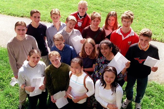Some of the 29, Year 10 pupils from Roundhay School who took their GCSE maths a year early with 15 scoring  grade A's and 4 A* in August 1999. Pictured are Ben Wilson, Sam Watson, Lisa and Angela Shui, Oliver Rudland , Grag Roberts, James McPhee, Harriet Jackson, Rob Hudson, Chris Harris, Emily Coggin, Charlotte Dodey, Kirsten Claidan-Yardley, Alex Bourne, Adam Bond and Tanzia Arif.