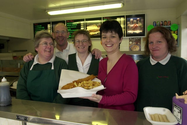 The winner of the YEP Chip Shop of the Year competition was revealed as Westfield fisheries in March 2001. Pictured, from  left, are Ann Harriman, Mike Kite, Liz Stone, Angela Craven and Liz Robinson.