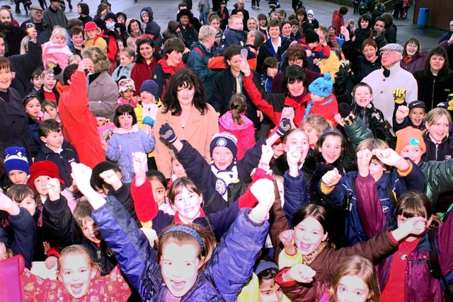 January 1999 and parents and pupils celebrate after hearing the news that closure-threatened Cookridge Primary School has been saved.