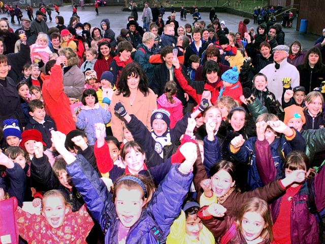 January 1999 and parents and pupils celebrate after hearing the news that closure-threatened Cookridge Primary School has been saved.