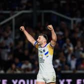Jake Connor celebrates Leeds Rhinos' win at Wakefield Trinity last month. Picture by Alex Whitehead/SWpix.com.