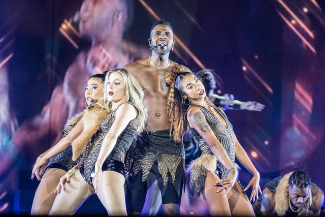 Jason Derulo in full flow on stage in September 2018. He has sold more than 250 million singles worldwide and has achieved 11 platinum singles.