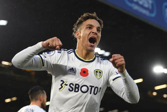 'VARIABLES': All contributing to the fine form of Leeds United's record signing Rodrigo, above, pictured netting what was his seventh goal of the season in November's 4-3 victory at home to Bournemouth. Photo by Harriet Lander/Getty Images.