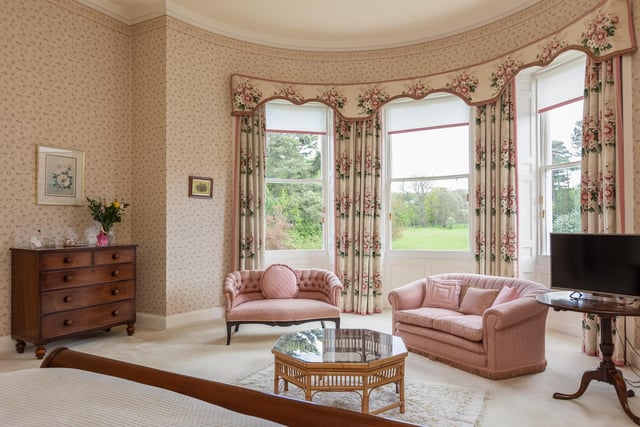 This exceptionally large bay window allows for extra seating within a bedroom and gives stunning views of the grounds outside.