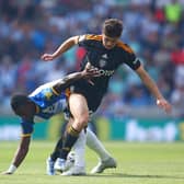 FULHAM DEBUT: For Leeds United's Dan James, front, pictured in last month's clash against Brighton. Photo by Charlie Crowhurst/Getty Images.