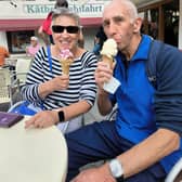 Enjoying ice creams in Oberammergau