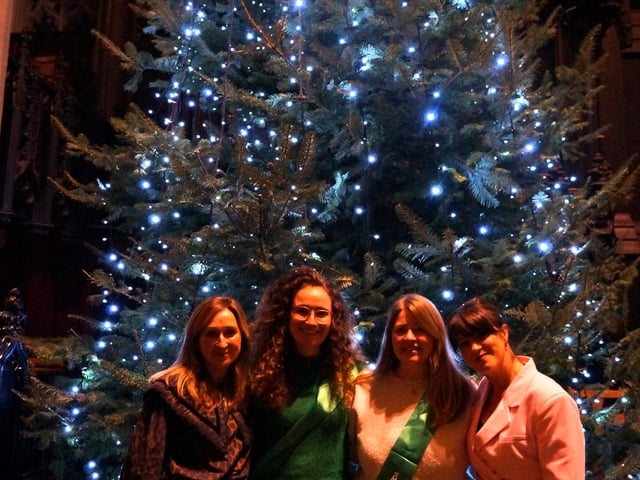 Emmerdale stars Laura Norton and Charlotte Bellamy with the NSPCC's Abi Baker and Rebecca Shaw.