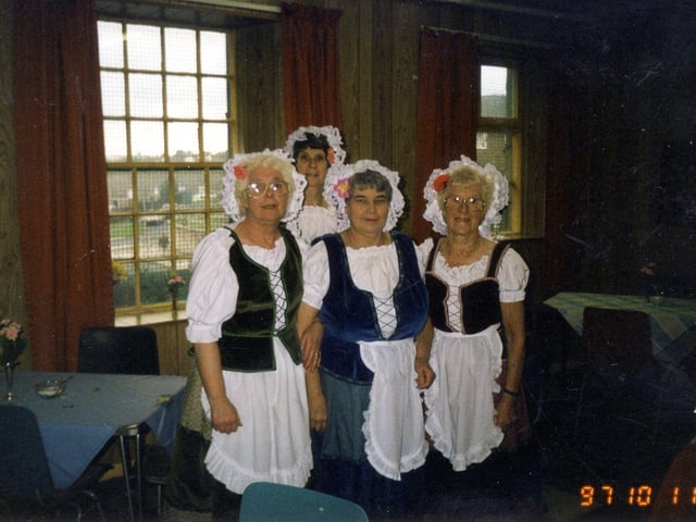 Members of Farnley Hill Methodist Church are in costume as 18th century serving maids on the occasion of the bicentenary. The celebrations mark the date of 5th June 1797 when the original Farnley Hill Methodist Church first opened.